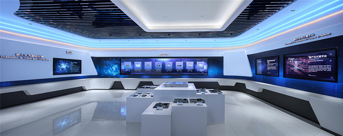 鄭州辦公展廳設(shè)計(jì)-恒智科技公司展廳裝修實(shí)景圖