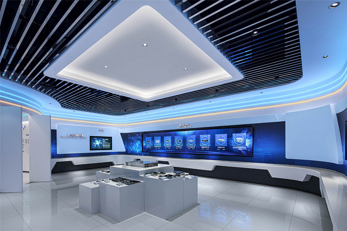 鄭州辦公展廳設(shè)計(jì)-恒智科技公司展廳裝修實(shí)景圖