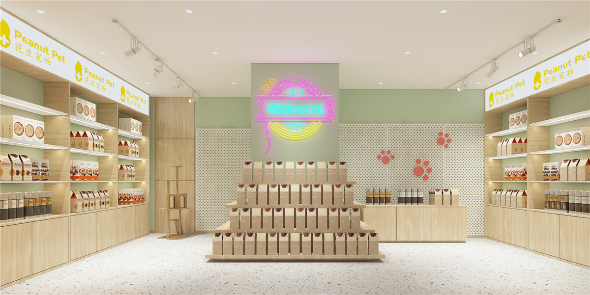 鄭州花生寵物4S店商業(yè)中心店裝修公司設計案例